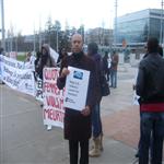 Manifestation, place des Nations  Genve, organise par CORPUS et Amnesty international p ...