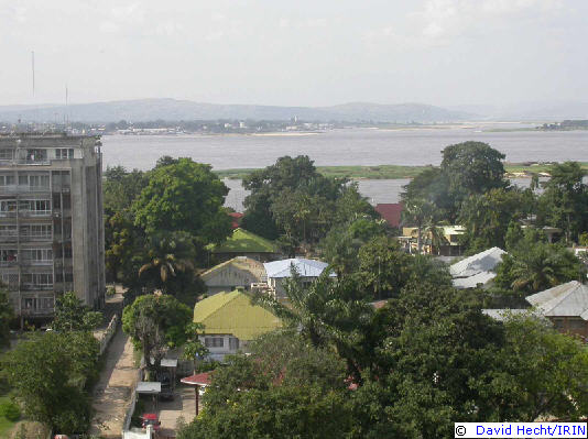 Kinshasa and Brazzaville on opposite sides of the Congo river