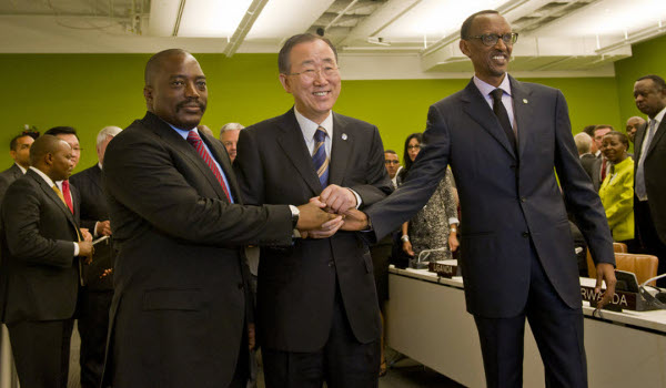 DR Congo's President Joseph Kabila, UN Secretary general Ban Ki-moon and Rwanda's President Paul Kagame met on the sidelines of the 67th Session of UN General Assembly in New York on 9.27.2012