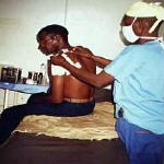 Jean-Marie Cizungu Kazingufu receives medical care after his escape