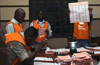 Elections officials counting votes