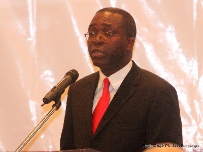 Matata Ponyo during a speech in Kinshasa on March 8, 2011