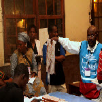 Observeurs watch as votes are being counted in Kinshasa on 11.29.2011