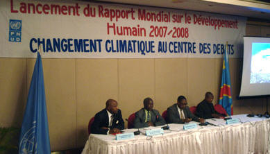 A climate change conference was held in Kinshasa's Grand Hotel on 21 December 2007. Organised by the UNDP who launched the 
