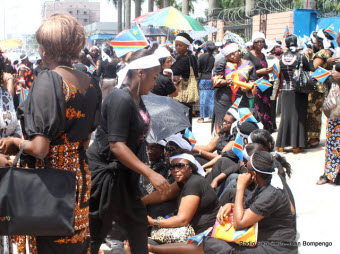 Women protested in front of UN offices in Kinshasa on Friday