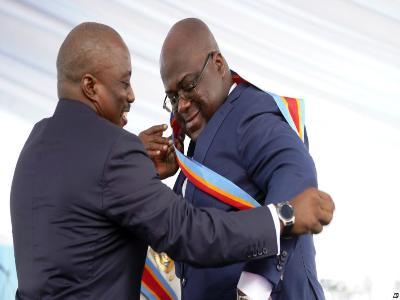 Felix Tshisekedi and Joseph Kabila during the swearing in ceremony
