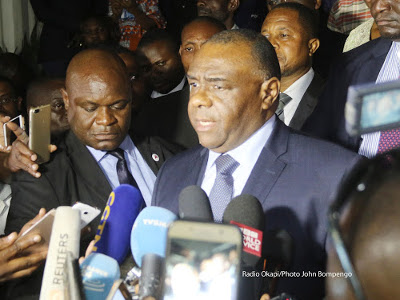 Jean-Pierre Bemba during a press conference in Kinshasa on 8.3.2018