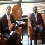 John Kerry (R) with Raymond Tshibanda in Kinshasa
