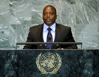 Kabila during his speech at the 66th UN General Assembly