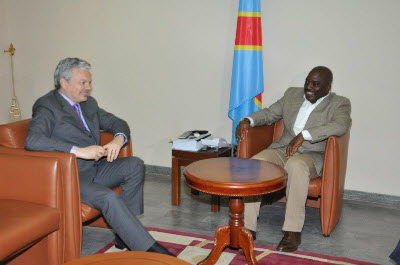 President Joseph Kabila with Belgian Foreign Minister Didier Reynders on March 27, 2012