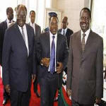 Joseph Kabila and Mwai Kibaki at Harambee House in Nairobi, Kenya
