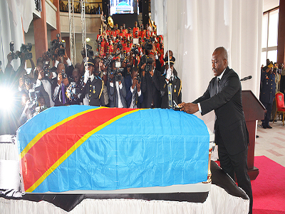 Joseph Kabila during the ceremony honoring Papa Wemba