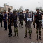 Police on the streets in Kinshasa as Etienne Tshisekedi was registering his candidacy