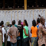 Voters at a polling station in Kinshasa on Monday, November 28, 2011