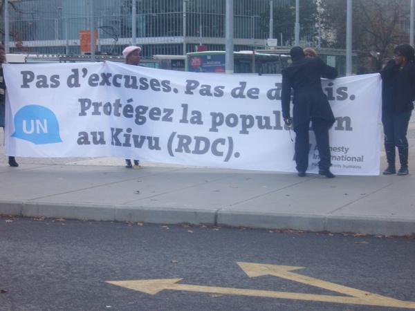 Manifestation organisée par l'ONG Corpus avec Amnesty International le samedi 22 novembre à Genève, Place des Nations.