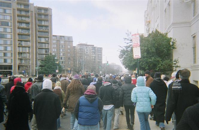 Ambiance dans les rues de Washington, DC, dans le quartier de Foggy Bottom, quelques heures après l'inauguration du Président Barack Obama.